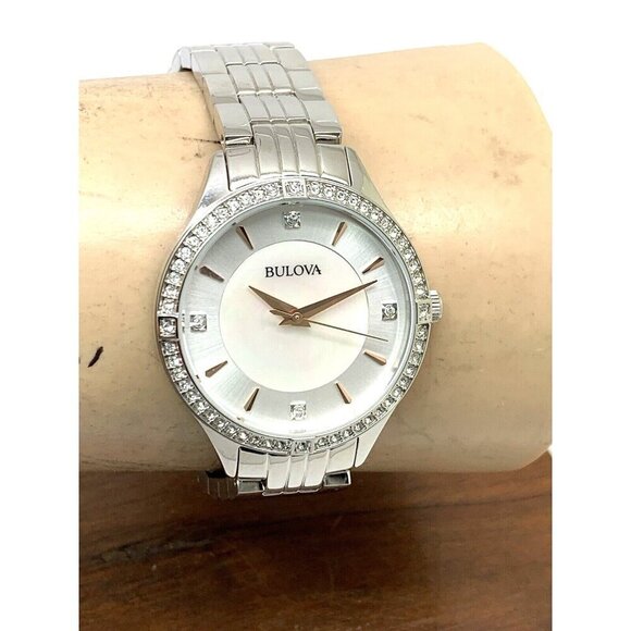 Bulova Women's Watch 96L283 Mother of Pearl Dial Silver Steel Crystal Ac… - Picture 11 of 14